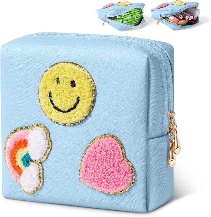 SIDESUGAR Period Bag for Teen Girls Shark Week Pouch Portable Sanitary Pad Bags for Period Teen Period Pads Pouch for Panty Liners, Tampons, Menstrual Cup - Blue - Image 1